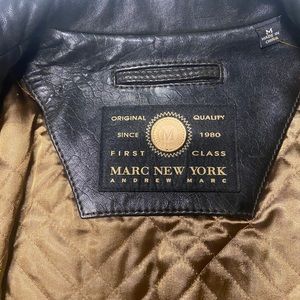 MARC NEW YORK Andrew Marc Men's Leather Jacket Coat Zip Lining Brown Medium